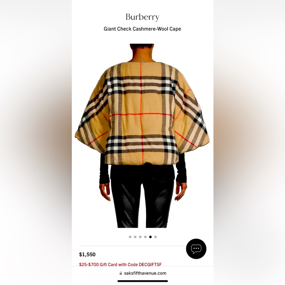 100% Authentic Burberry Cape one size brand new with tags